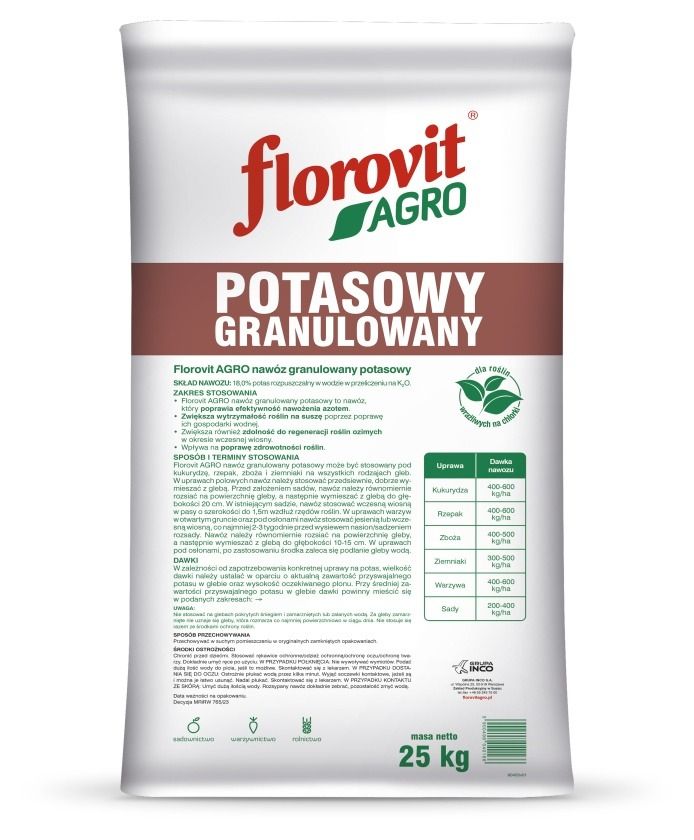 Nawóz Potasowy granulowany 25kg Florovit Agro